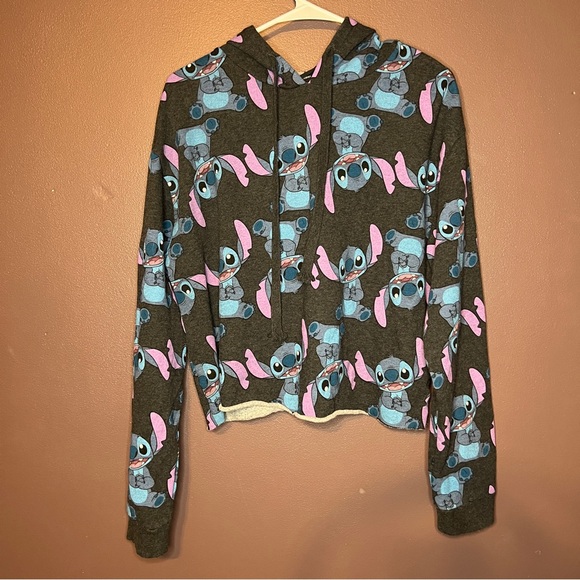 Disney stitch all over print cropped hoodie - Picture 1 of 6